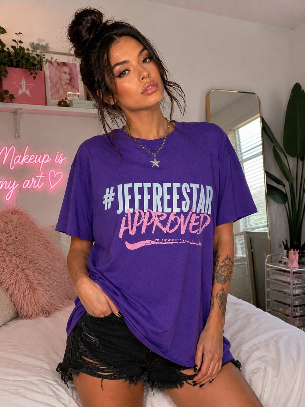 Jeffree Star Purple #JeffreeStar Approved Graphic Tee Made in USA Large NWOT